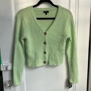 Green fuzzy Art Class sweater cardigan size Youth XL